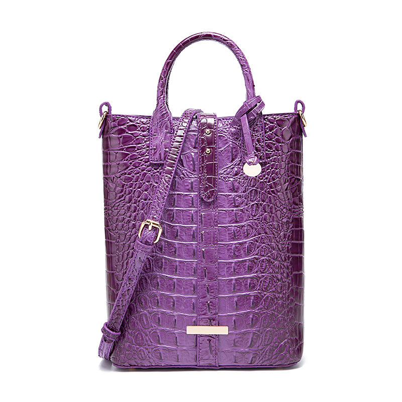 Luxurious Crocodile Embossed PU Tote Bag - Removable Strap, Buckle Closure, Edge Painted - Classic Womens Office and Work Purse for Trendy Ladies