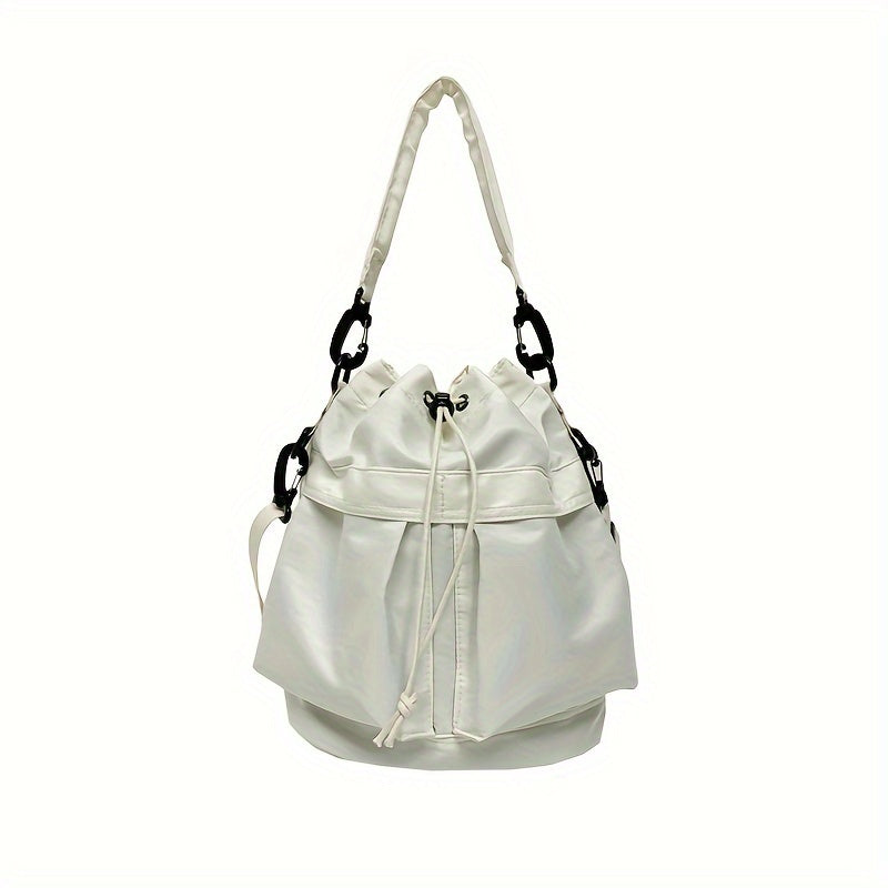 Luxury Large Capacity Drawstring Crossbody Bag - Women's Nylon Shoulder Bag for Daily Use - Spacious, Stylish, and Practical Tote Bag with Adjustable Strap