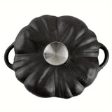 Small Cast Iron Dutch Oven, Pre-seasoned Pumpkin Dutch Oven with Lid, Garlic Roaster for Oven, Pumpkin Pot for Cooking and Serving, 1.68Quart