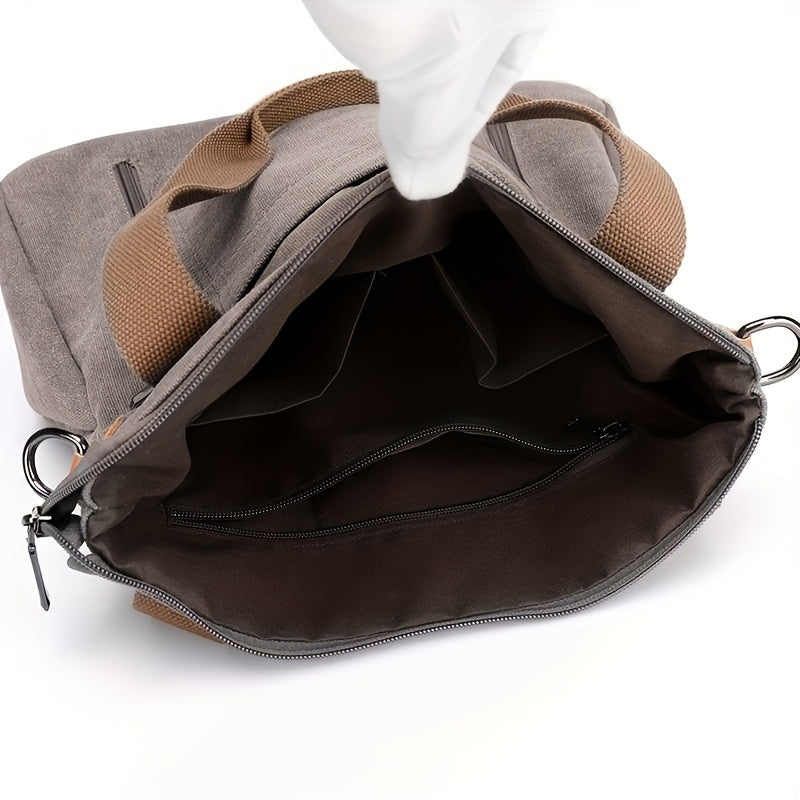 Large Capacity Canvas Tote Bag, Durable Lightweight Crossbody Bag, Casual Practical Commuter Bag