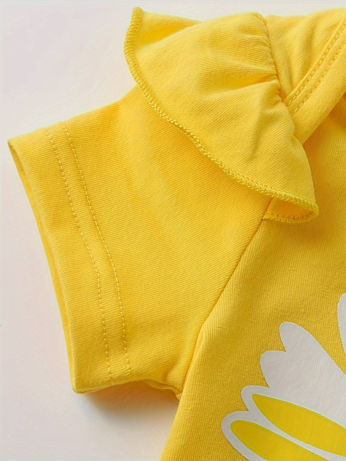 KuKitty Baby Girl Clothes Summer Ruffle Sleeve Sunflower Print Romper Floral Shorts Headband, Infant Girls 3pcs Outfits Set, for Outdoor