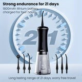 Sleek Cordless Water Flosser & Electric Toothbrush Combo - 11.83oz Large Water Tank, USB Rechargeable, Includes 8 Dental Tips & 7 Brush Replacements, Ergonomic Black Design for Easy Oral Care at Home or Travel, Home Dental Fl