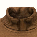 All Match Knitted Sweater, Men's Casual Warm Slightly Stretch Lapel Neck Pullover Sweater For Men Fall Winter