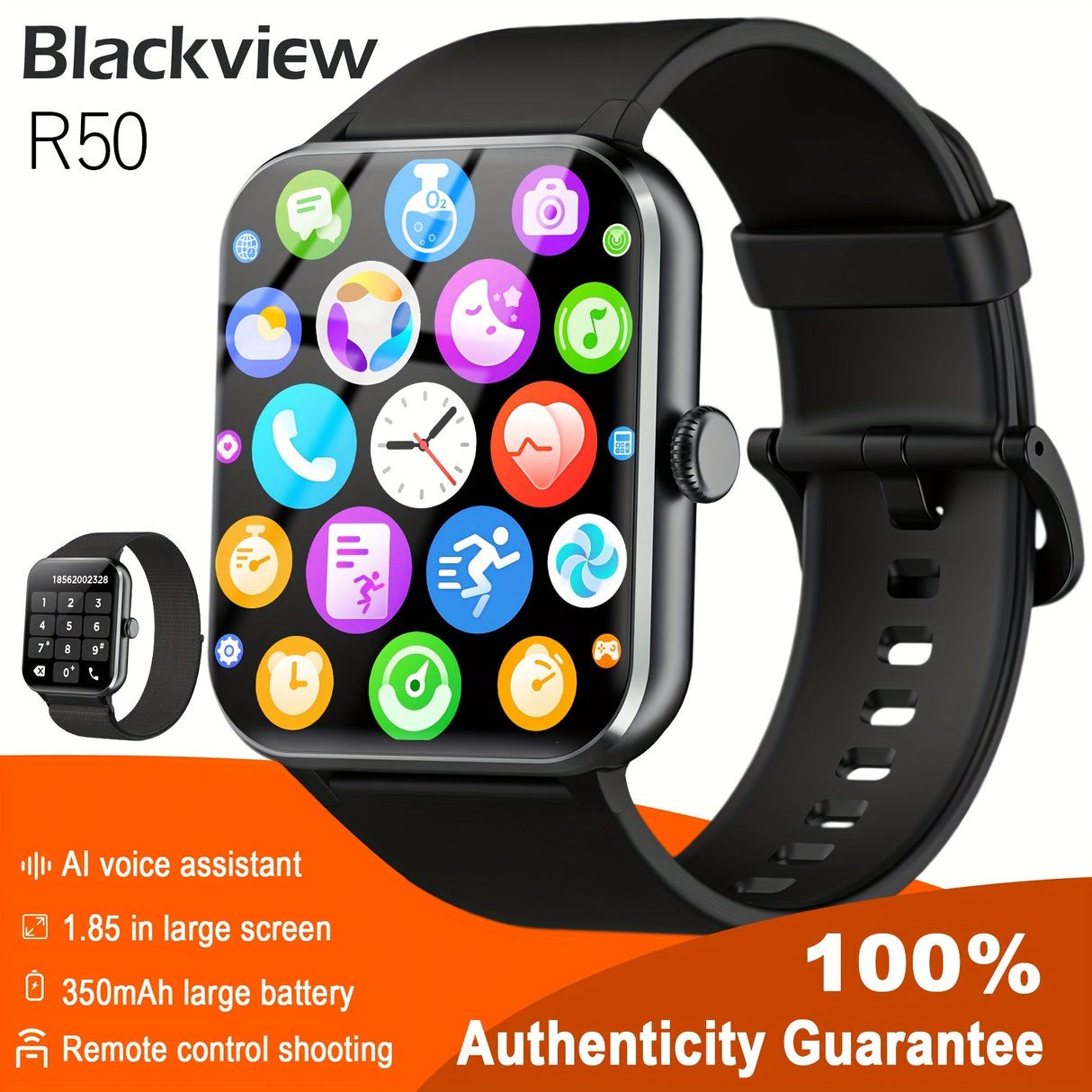 Smart Watch (Answer/Make Call), 1.85" Smart Watches for Men Women Waterproof, 100+ Sport Modes, Fitness Activity Tracker, Health Sleep Monitor, Pedometer, Smartwatch for Android iOS