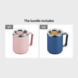 Ins Style Simple Office Water Cup with Lid and Handle Stainless Steel Afternoon Tea Coffee Mug