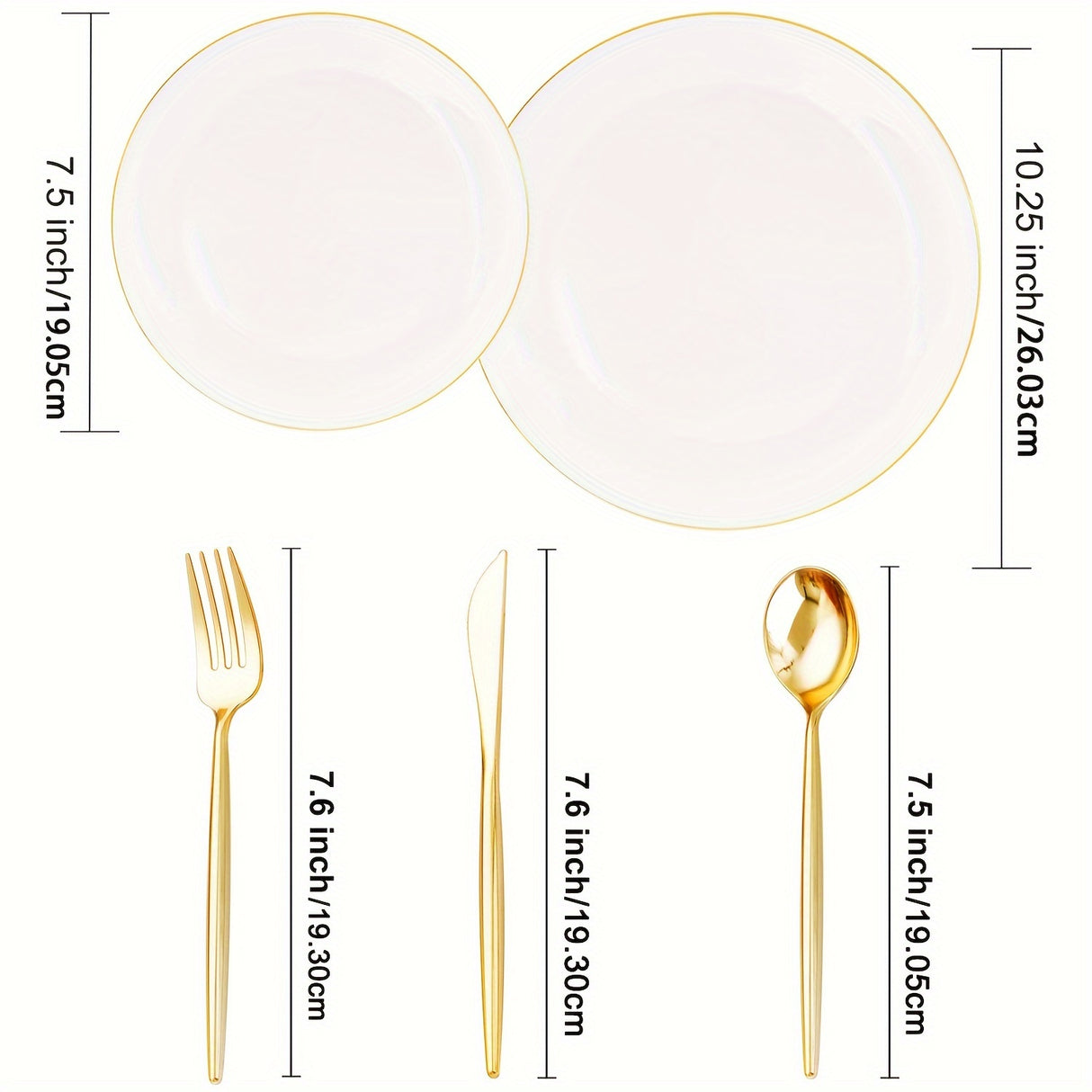50pcs, Golden Plastic Silverware, Luxury Golden Plastic Cutlery, Heavy Weight Golden Plastic Flatware, Golden Utensils Set Disposable Include Golden Forks, Golden Spoons, Golden Knives For Party