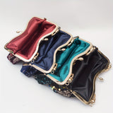 Luxurious Sequins Velvet Evening Clutch Bag - Women's Elegant Handbags for Banquet Wedding Party - Glitter Top Ring, Velvet Fabric, Small Size, Stylish Accessory for Formal Occasions