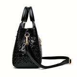 Premium Luxury Crocodile Pattern Handbag - Timeless Vintage Satchel for Women - Stylish Top Handle, Versatile Shoulder & Crossbody Bag - A Fashion Must-Have for Daily Wear