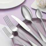 48 piece silverware set including 8 steak knives service, suitable for 8 people with advanced stainless steel tableware set, spoon and fork set, dishwasher washable, stylish design