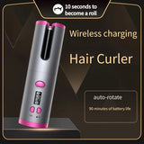 Automatic Cordless Hair Curler, Portable USB Rechargeable Curling Iron, LCD Display, Suitable For Travel And Quick Styling