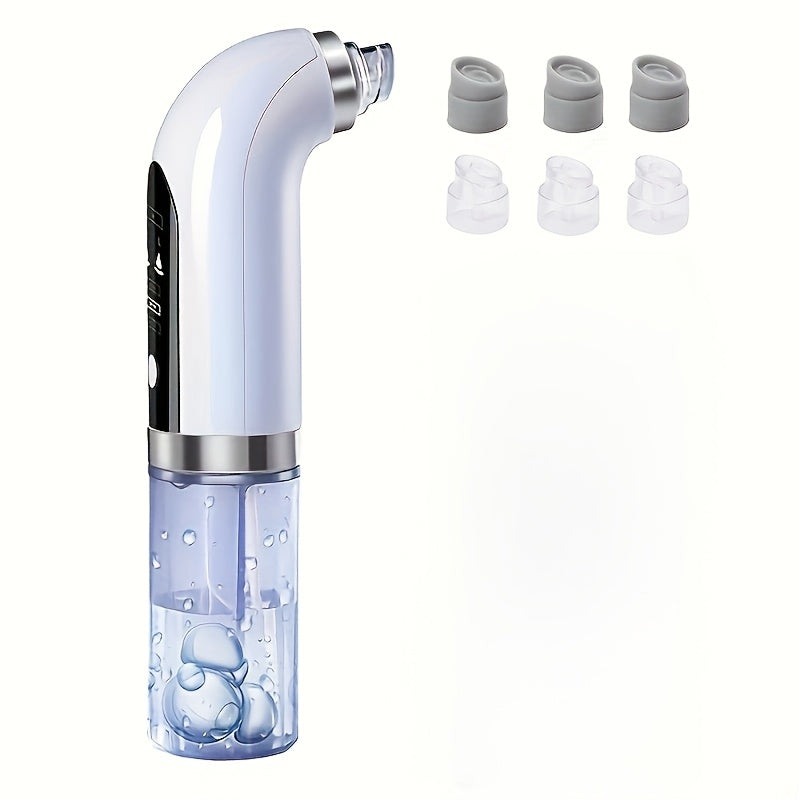USB Rechargeable Pore Vacuum Facial Cleaner - 6 Interchangeable Heads, Water Circulation for Deep Cleaning
