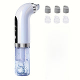 USB Rechargeable Pore Vacuum Facial Cleaner - 6 Interchangeable Heads, Water Circulation for Deep Cleaning