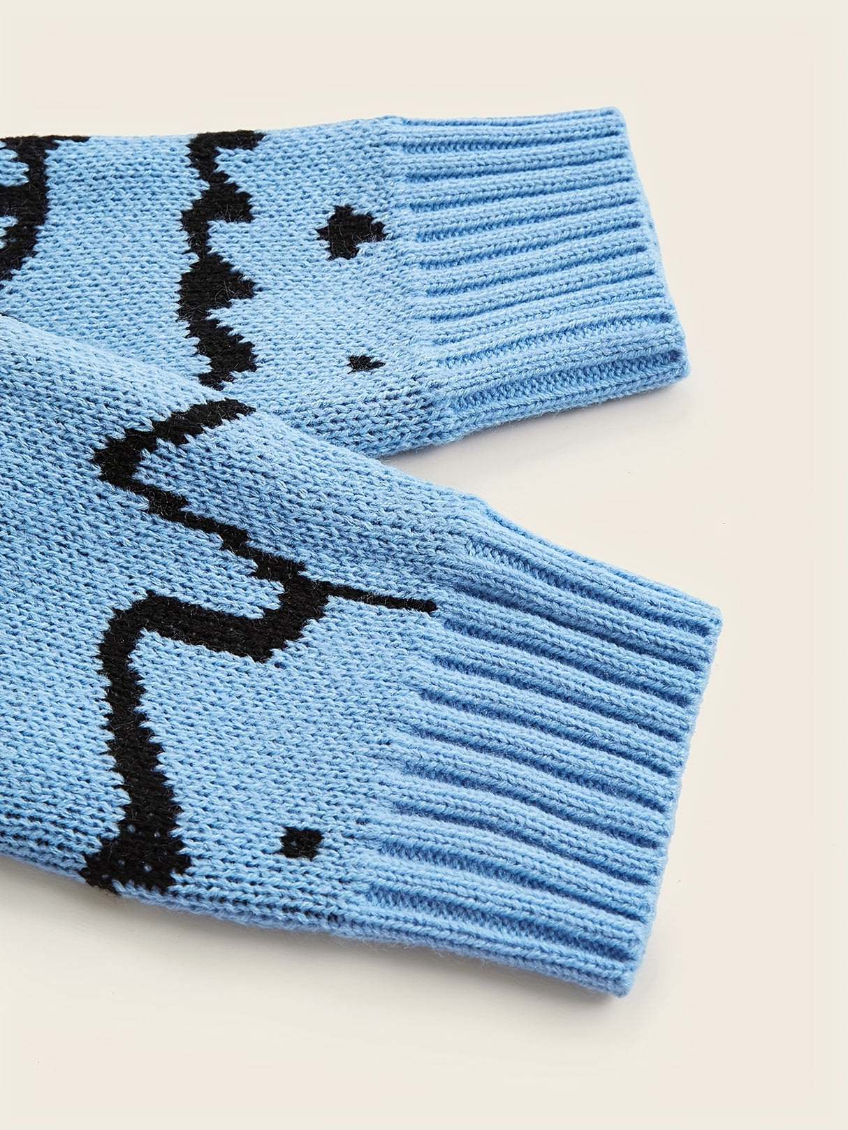 Cute Cats Pattern Knitted Sweater, Men's Casual Warm Slightly Stretch Crew Neck Pullover Sweater For Men Fall Winter