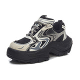 Women's Fashion Trendy Thick Bottom Running Shoes, Versatile Breathable Lace Up Chunky Sneakers
