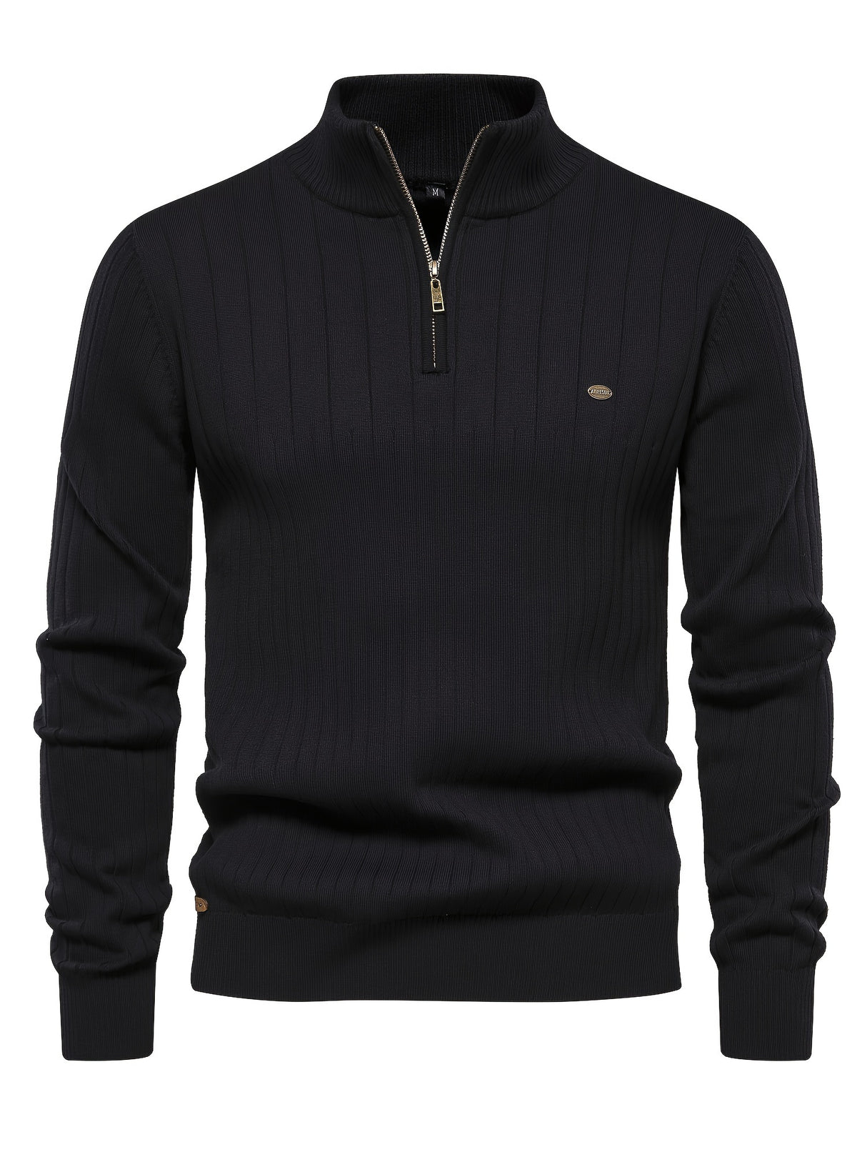 Men's Casual Cotton Warm Slightly Stretch Half Zipper Stand Collar Pullover Sweater For Men Fall Winter