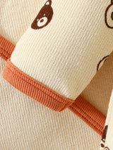 Baby Girl Romper Cute Bear Print Outfits, One-piece Romper + Hat + Baby Bib + Baby Blanket Four-piece Indoor And Outdoor Set