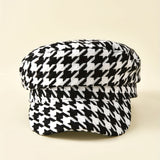 Houndstooth Newsboy Cap Women's Elegant Military Style Hats Breathable Painters Hats