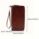 Men's Genuine Leather Handbag With Slots For Cards, Portable Lightweight Clutch Bag For Daily Commute & Going Out