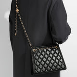 Luxury Quilted Faux Leather Tote Bag For Women With Adjustable Chain Strap, Classic Crossbody Handbag For Daily Outfits