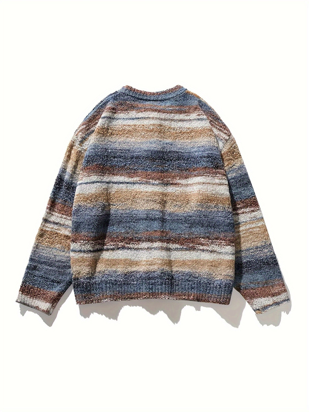 Vintage Geometric Pattern Knit Sweater - Unisex Adult Casual Loose Fit Top with Round Neck, Acrylic Fabric, Elastic Casual Sweater for Men and Women, Spring/Fall Collection