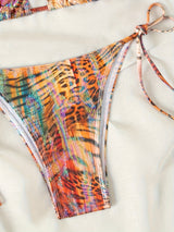 Sexy Hot Stamping Split Style Bikini Swimsuit for Women - Stylish Beachwear with Stamp Print, High-Waisted Design, and Flattering Cut - Perfect for Summer Vacation, Pool Party, or Beach Getaway