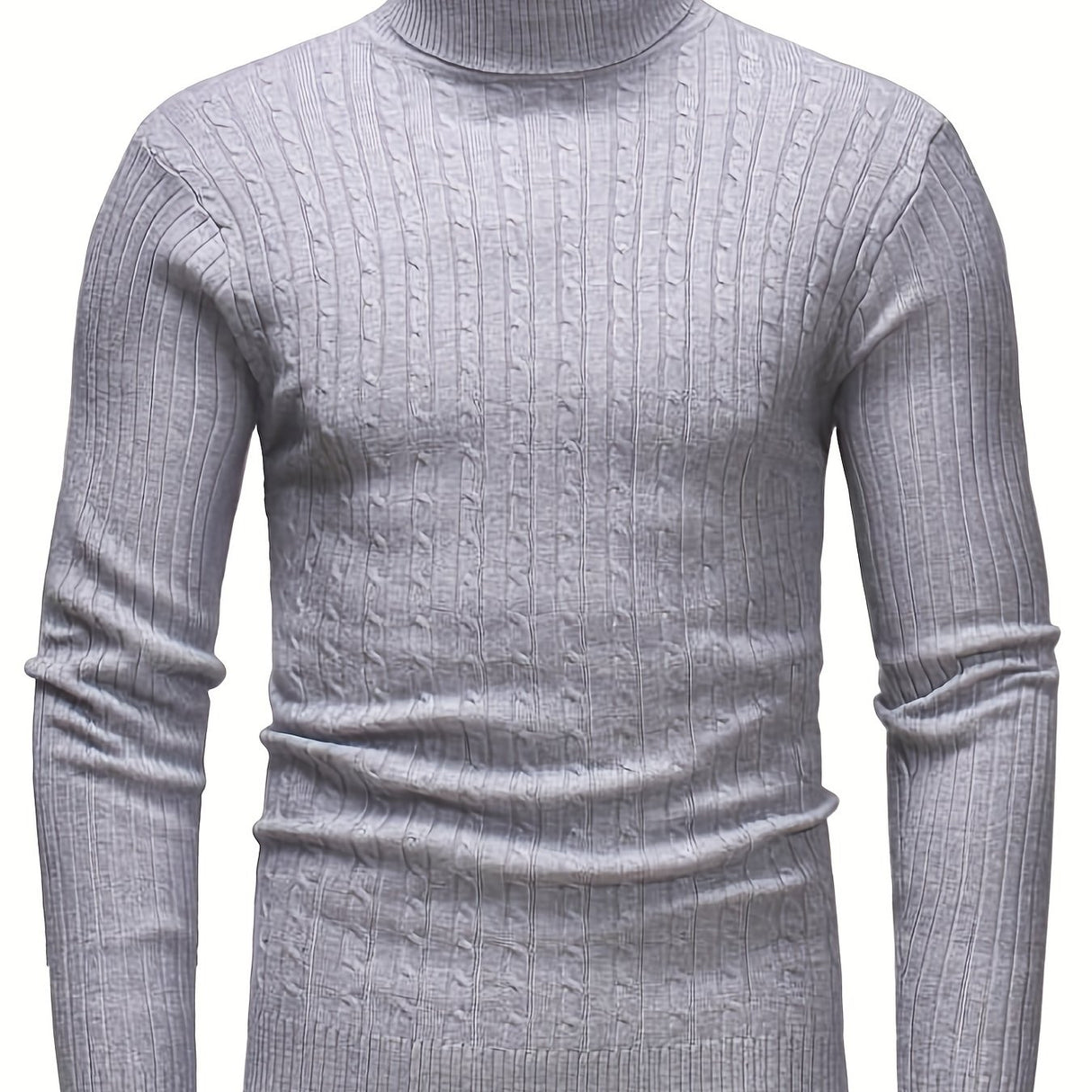 All Match Knitted Solid Sweater, Men's Casual Warm High Stretch Turtleneck Pullover Sweater For Men Fall Winter, Old Money Style