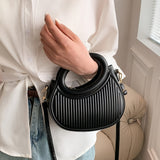 Chic Black Embossed Stripe Crossbody Bag for Women - Elegant Synthetic Leather Handbag with Golden-Tone Hardware, Versatile Shoulder Purse for Everyday Use, Versatile Shoulder Bag | Chic Stripe Design | Luxury Look Purse