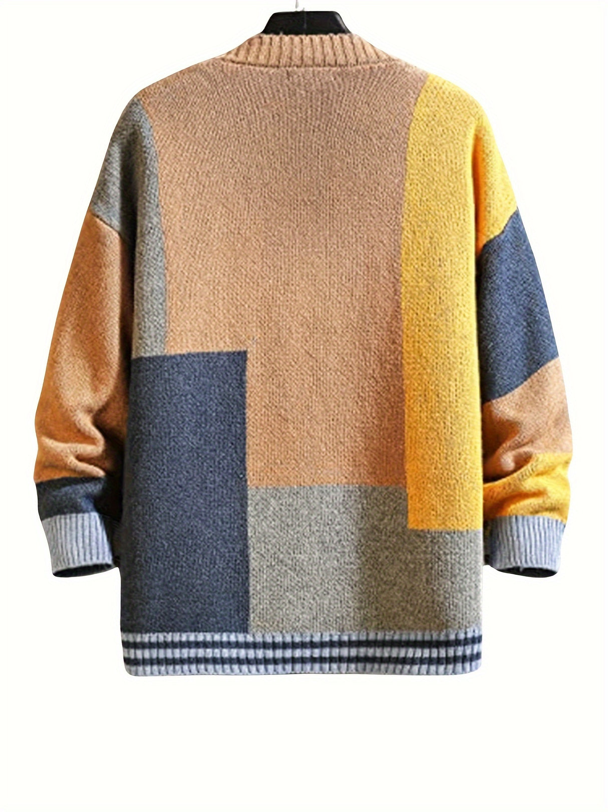 Spring & Autumn Color Spliced Knit Cardigan Sweater for Men & Women - V-Neck Casual Sweater