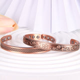 2pcs Copper Bracelets For Women And Men, Copper Magnetic Bracelet With 6pcs Ultra Strength Magnets, Adjustable Copper Cuff Bangle