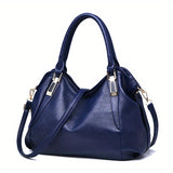 Durable Womens Large Capacity PU Leather Handbag - Stylish Textured Solid Color Shoulder Bag - Perfect Commuter Hobo Style for Work or Everyday