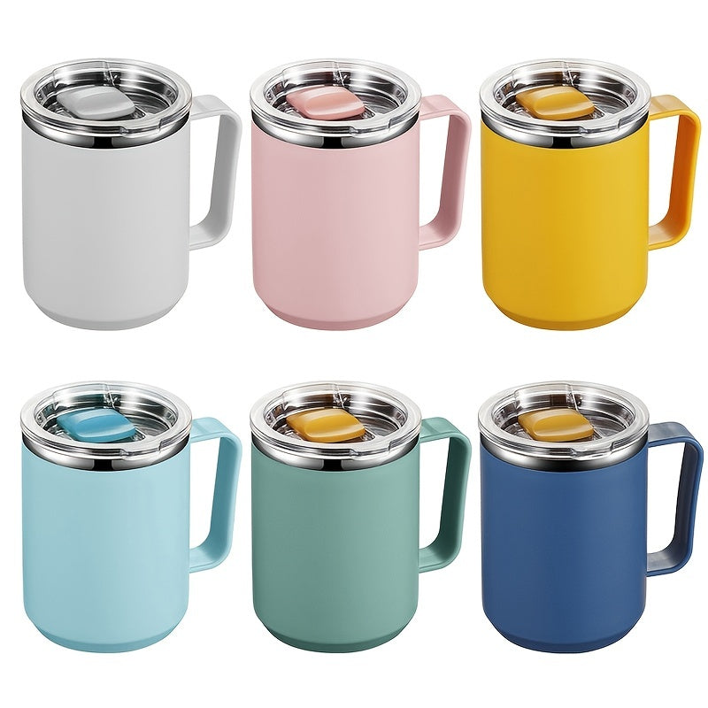 Ins Style Simple Office Water Cup with Lid and Handle Stainless Steel Afternoon Tea Coffee Mug