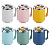 Ins Style Simple Office Water Cup with Lid and Handle Stainless Steel Afternoon Tea Coffee Mug