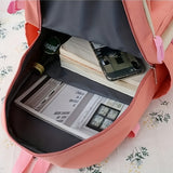 New Ins Canvas Large-capacity Backpack, Small Fresh Contrasting Color School Bag