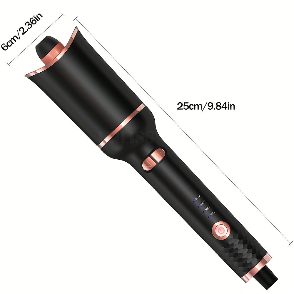 1" Large Ceramic Ionic Automatic Hair Curler - Rotating Barrel, 4 Temperature Settings, 3 Timer Options, Dual Voltage, Spin Iron for Hair Styling with Easy-to-Use Interface and Advanced Safety Features (Upgrade)