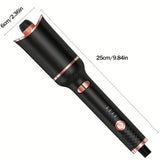 1" Large Ceramic Ionic Automatic Hair Curler - Rotating Barrel, 4 Temperature Settings, 3 Timer Options, Dual Voltage, Spin Iron for Hair Styling with Easy-to-Use Interface and Advanced Safety Features (Upgrade)