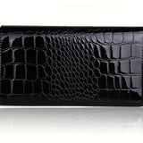 Elegant Clutch Bag For Women, Crocodile Pattern Envelope Handbag, Luxury Patent PU Leather Flap Purse
