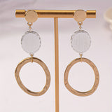 Hollow Circle Pendant Elegant Dangle Earrings Zinc Alloy Silver Plated Jewelry Exquisite Female Gift