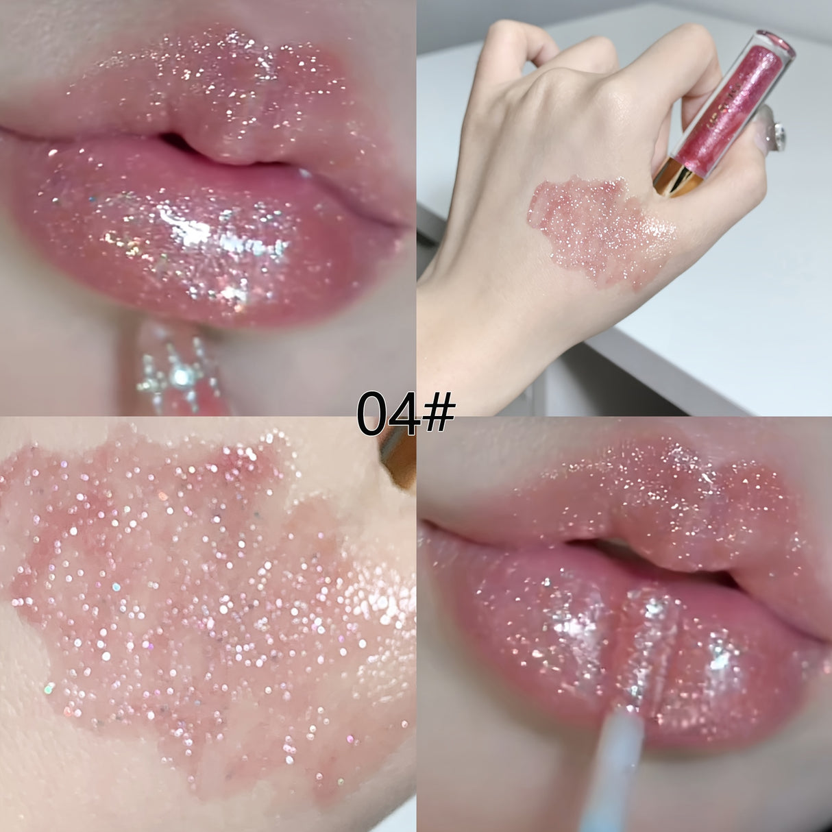 Small Ice Hydrating Plumping Sparkling Lip Honey Lip Glaze Moisturizing Nourishing Water Light Mirror Dewy Lip Golden Fine Flash Pearlescent Galaxy Lip Gloss Tinted Lip Balm Valentine's Day Gifts
