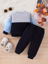 CETEPY Toddler Baby Boys Clothes Autumn Winter Outfits Color Block Long-sleeved Top + Trousers WIth Pockets Sets 6 Months-3 Years, for Outdoor