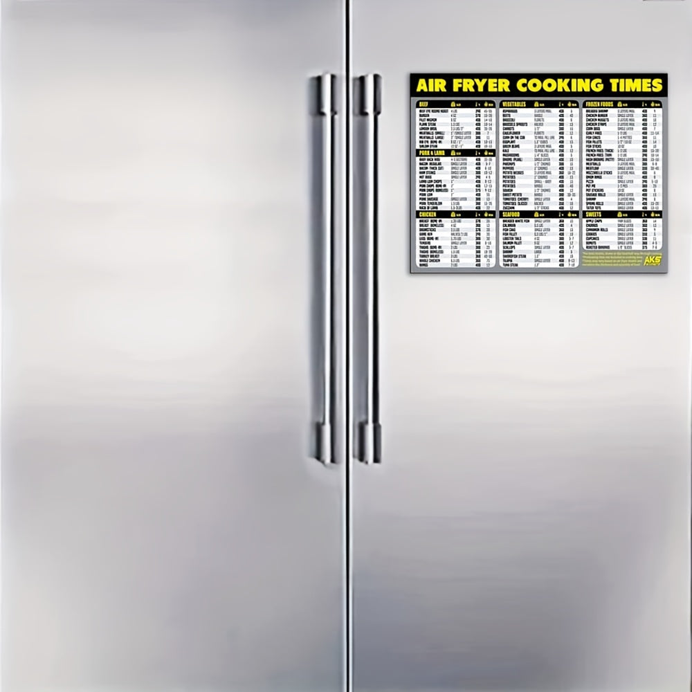 90 Food Reference Guide Air Fryer Cheat Sheet Magnets - Extra Large, Easy-to-Read, Magnetic Cooking Time Chart and Kitchen Gadget - Perfect for Beginners and Busy Home Cooks - Gray