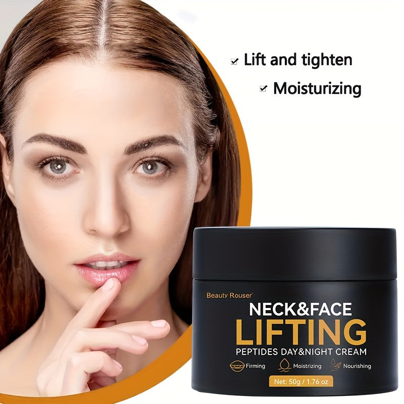 [Neck & Face Hydrating Cream] 50g Neck & Face Lifting Peptides Day & Night Cream - With Hyaluronic Acid, Vitamin E And Acetyl Hexapeptide-8 Peptides, Day & Night  Smooth skin - Firming And Lifting, Hydrating Face Cream (1.76o