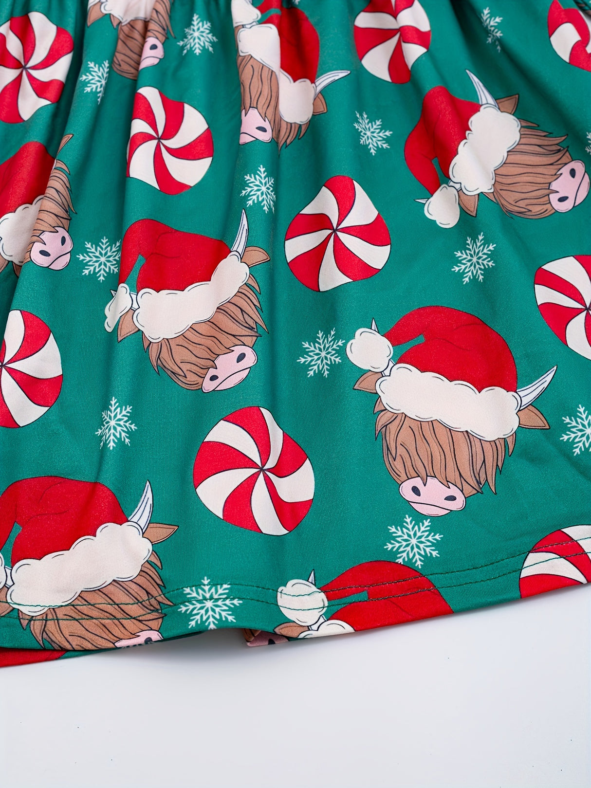 Festive Girls' Christmas Party Dress - Casual & Stretchy Santa Claus & Candy Graphic Kids Clothes for Girls
