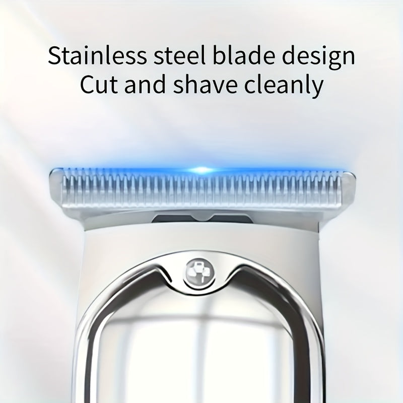 2pcs/Set Professional Hair Clipper Set, USB Rechargeable Electric Razor Fine Cutter Beard Trimmer Razor Cordless Hair Cutting Machine For Men