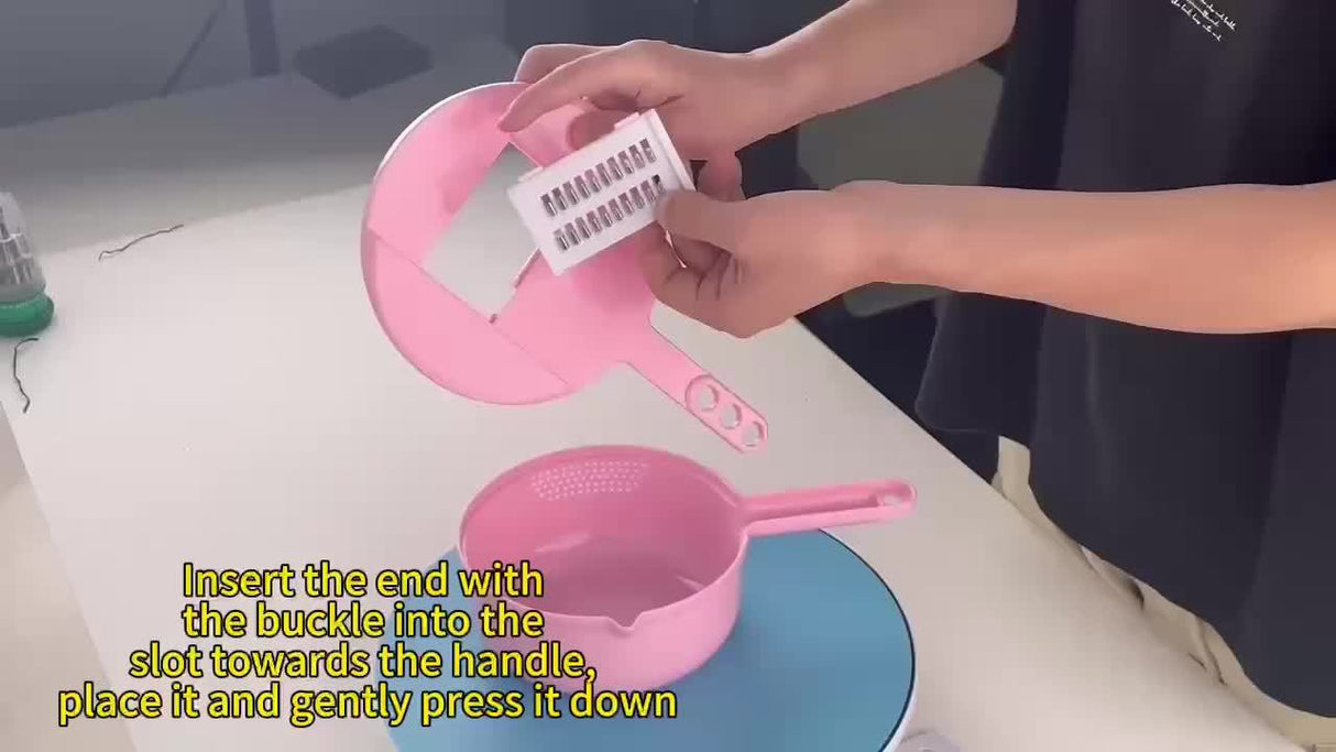 7 Replaceable Blades Multifunctional Manual Vegetable Cutter and Slicer Set with Plastic and Acrylic Grater, Shredder, and Slicing Tool, Hand Protector and Scraper for Kitchen Prep