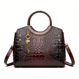 Premium Luxury Crocodile Pattern Handbag - Timeless Vintage Satchel for Women - Stylish Top Handle, Versatile Shoulder & Crossbody Bag - A Fashion Must-Have for Daily Wear