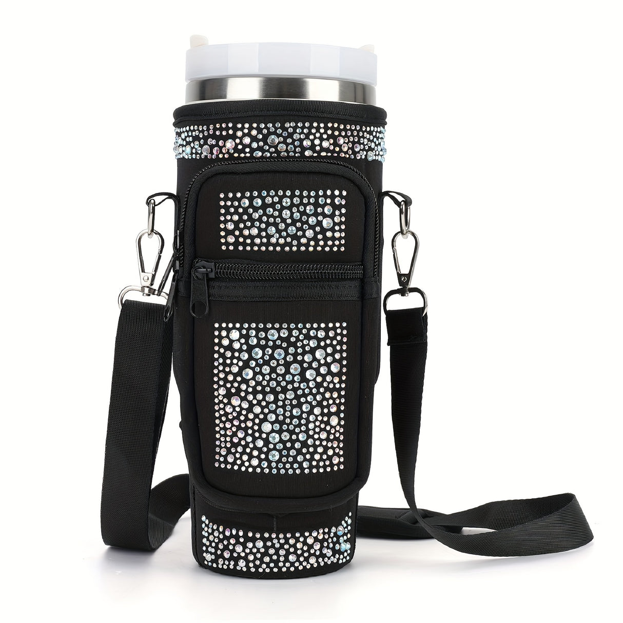 Water Bottle Carrier Bag, Cup Belt Bag with Phone Pocket, Adjustable Strap