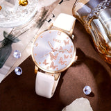 5pcs/set Women's Watch Elegant Butterfly Quartz Watch Analog PU Leather Wrist Watch & Bracelets, Valentines Gift For Her