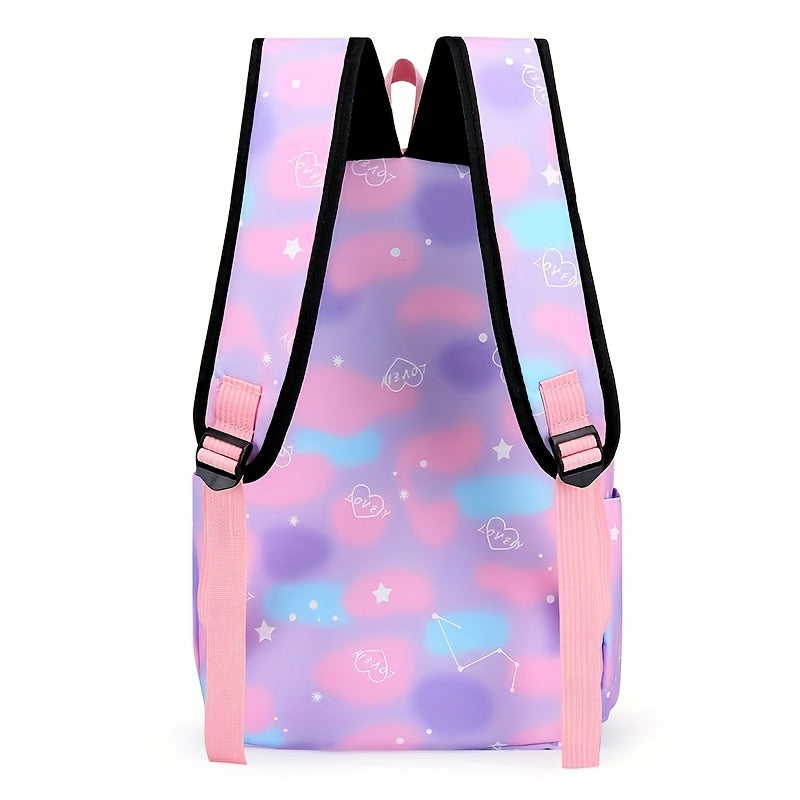 Vibrant Tie Dye Cartoon Pattern Backpack - Spacious School Bag with Insulated Lunch Box, Pencil Case, and Multiple Compartments for Organized School Use