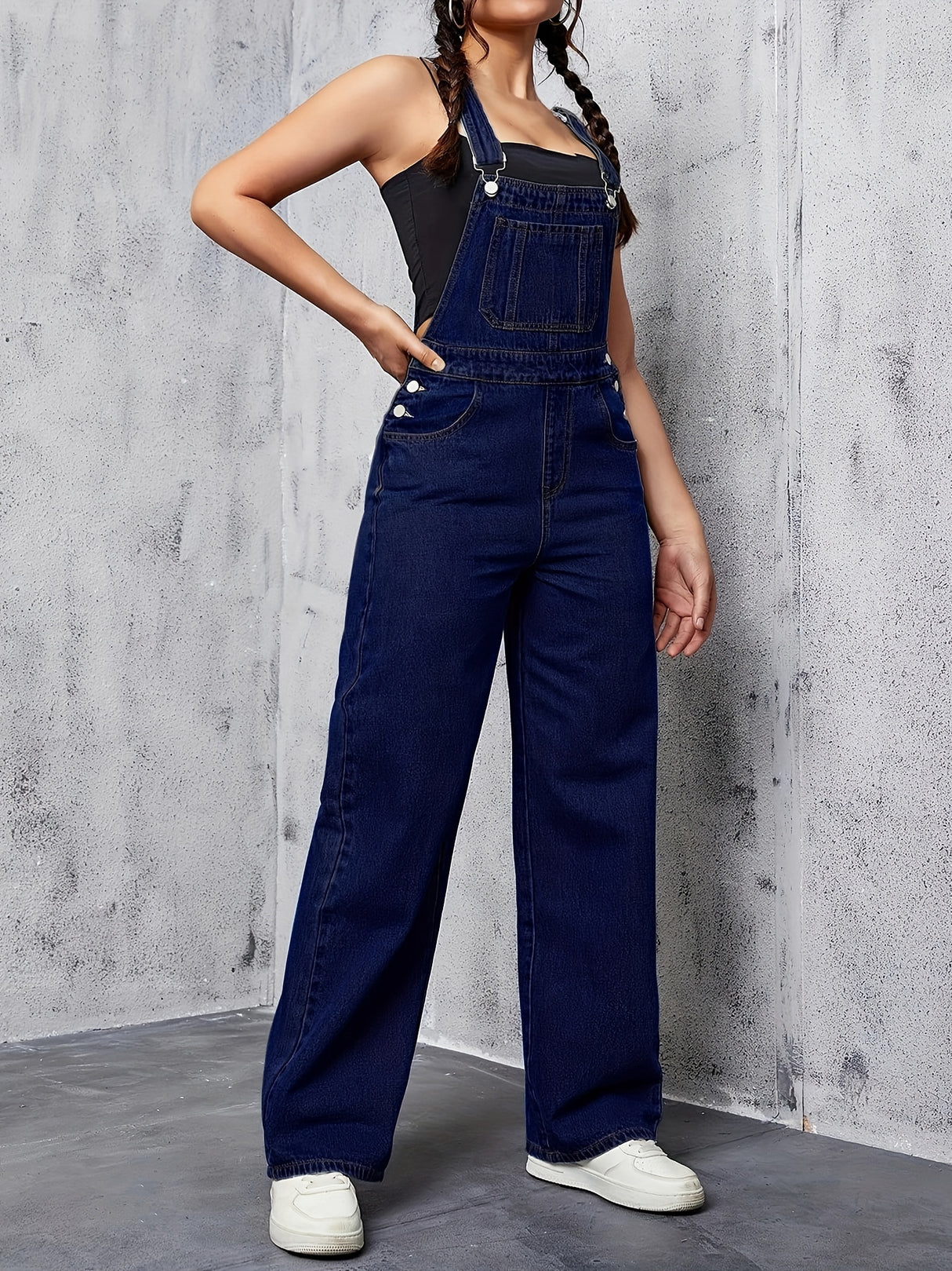 Womens Overalls Denim Straight Plain Washed Blue Jeans Overall Loose Fit Jean Jumpsuits Adjustable Straps