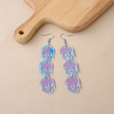 Translucent Acrylic Drop Earrings Skull Shape Pendant Punk Style Shiny Hook Earrings Cartilage Piercing Jewelry